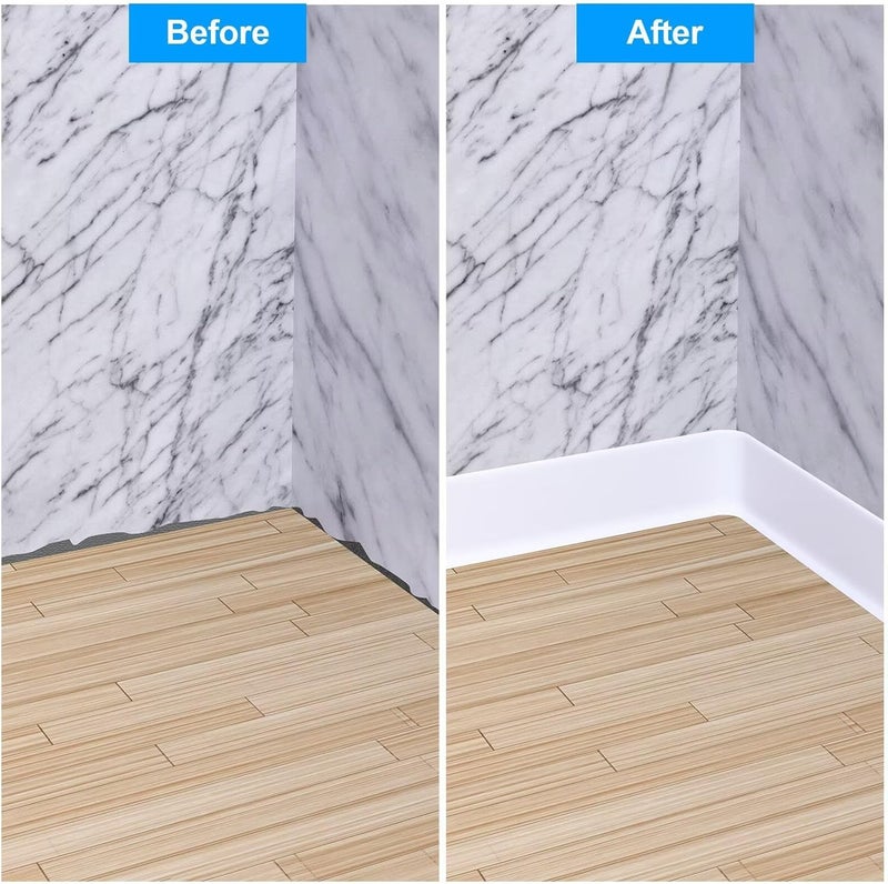 Duzzy Flexible Baseboard Molding Trim, 4 Inch(W) x 20 Feet(L) Peel and Stick Rubber Wall Trim Molding, Self-Adhesive Vinyl Wall Base Cove Base - Image 3
